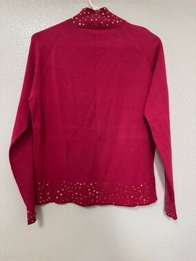 Trousers Etc. Embellished Fuchsia Long Sleeve Sweater